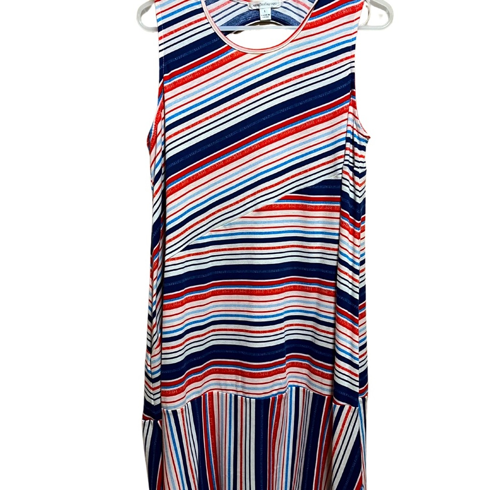 JohnPaulRichard Sheath Dress with Drop Waist and Asymmetrical Stripes